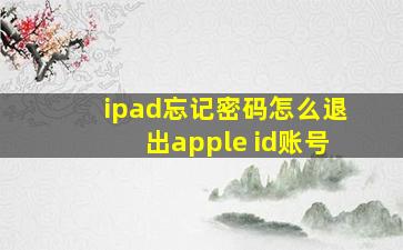 ipad忘记密码怎么退出apple id账号